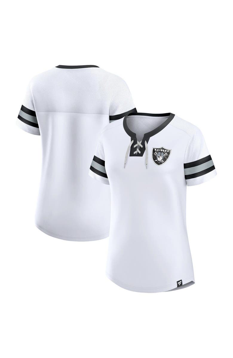 FANATICS Women's Fanatics Branded White Las Vegas Raiders Sunday Best Lace-Up T-Shirt, Main, color,
