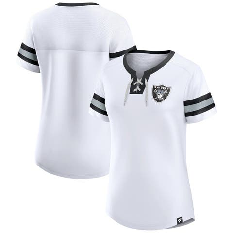 Women's Fanatics Branded White Las Vegas Raiders Sunday Best Lace-Up T-Shirt