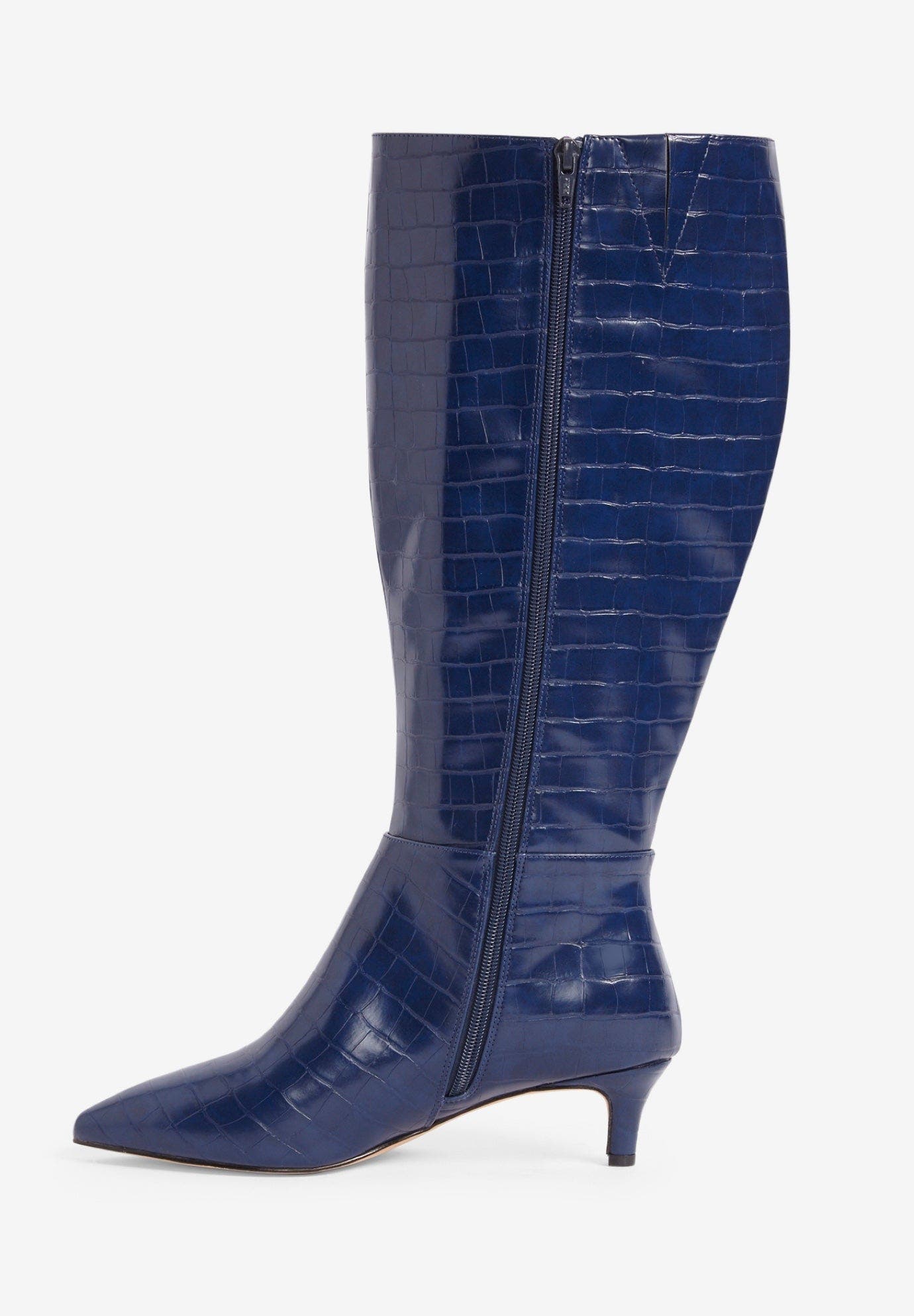 The Poloma Wide Calf Boot, Alternate, color, NAVY CROCO