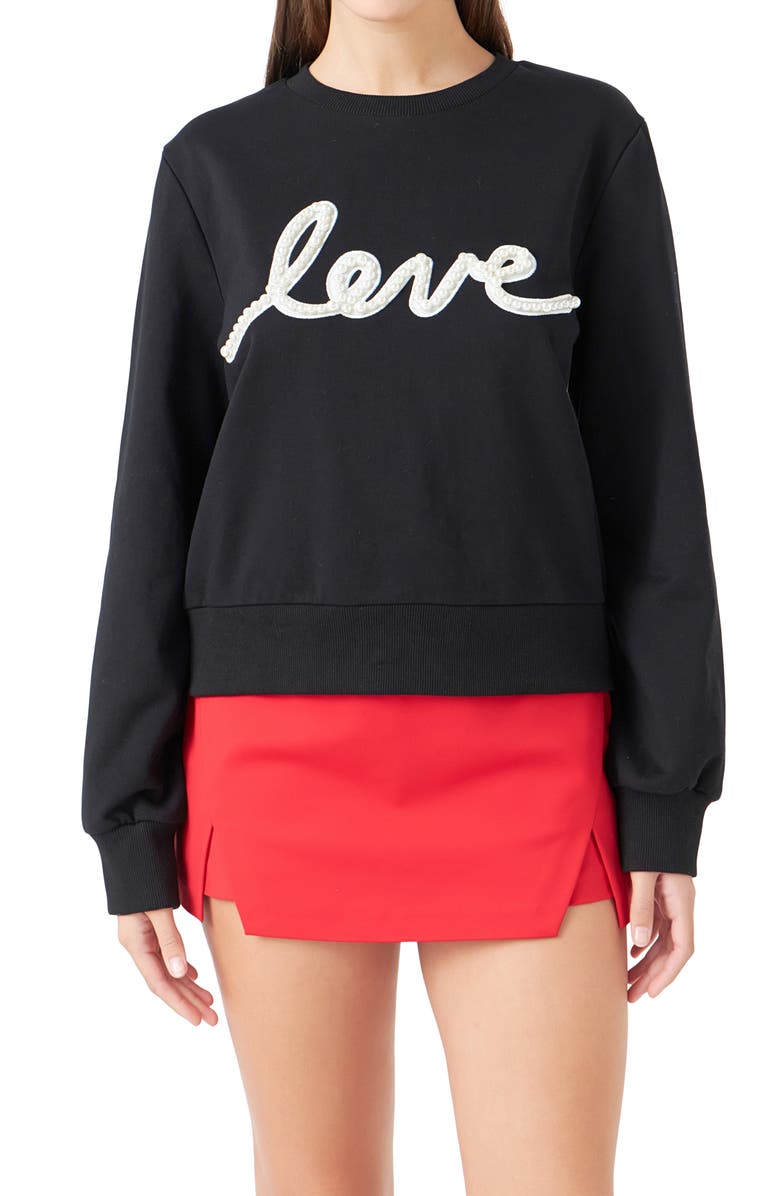 Endless Rose Pearly Bead Love Sweatshirt, Alternate, color, 