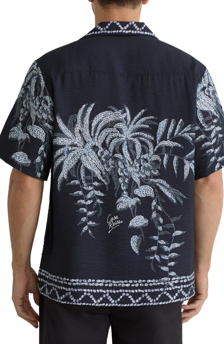 Reiss Camino Short Sleeve Button-Up Shirt, Alternate, color, Navy