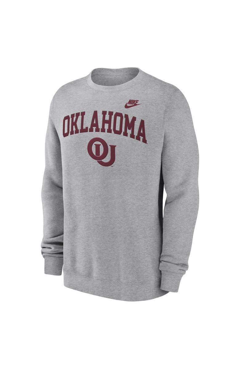 Nike Men's Nike Heather Gray Oklahoma Sooners Legacy Classic Tackle Twill Embroidered Arch Over Logo Pullover Sweatshirt, Alternate, color, Heather Gray