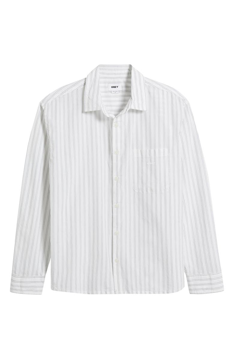 Obey Faro Pinstripe Cotton Button-Up Shirt, Alternate, color, White Multi