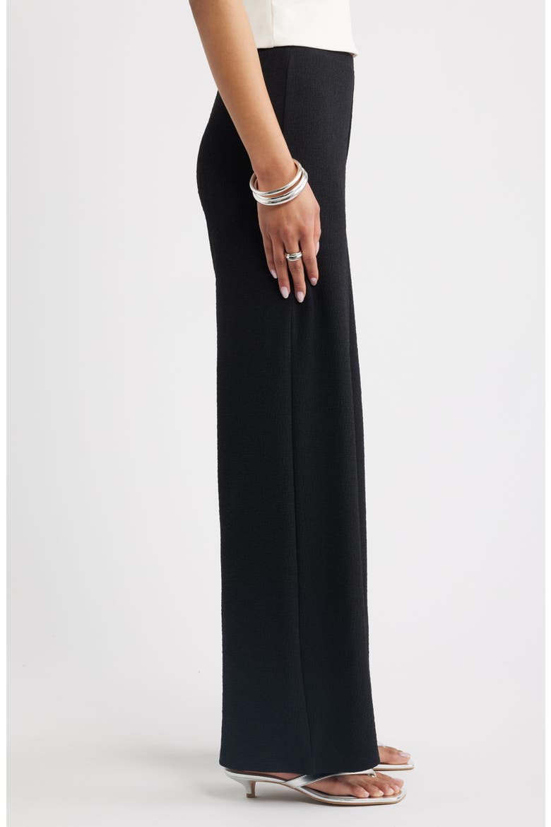 Puckered Crepe Wide Leg Pants, Alternate, color, BLACK
