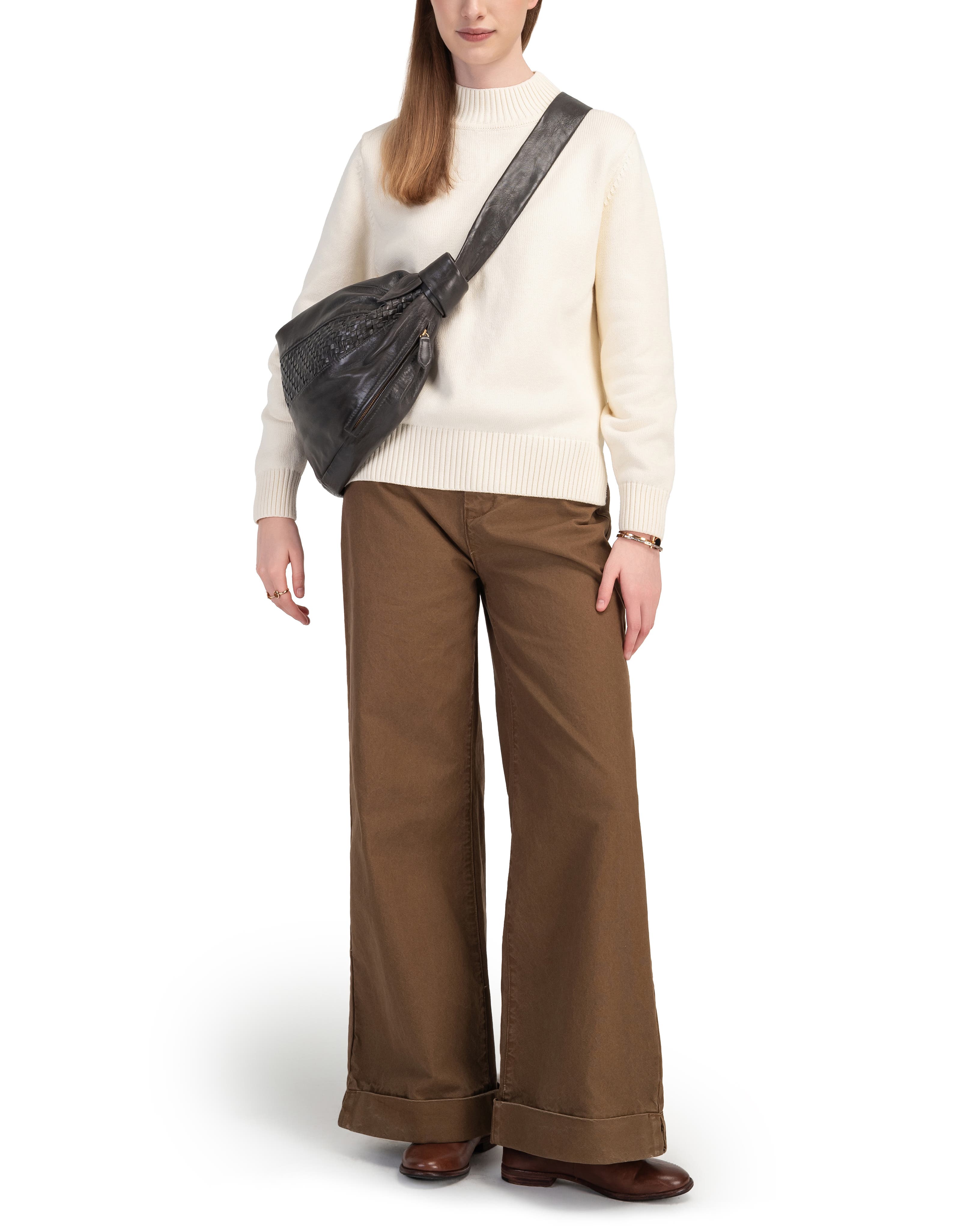 OLD TREND Lily Oversized Handwoven Convertible Leather Sling Bag, Alternate, color, Grey