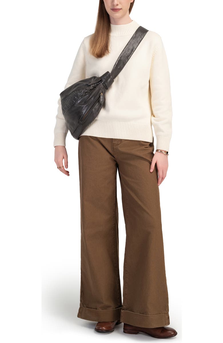 OLD TREND Lily Oversized Handwoven Convertible Leather Sling Bag, Alternate, color, Grey