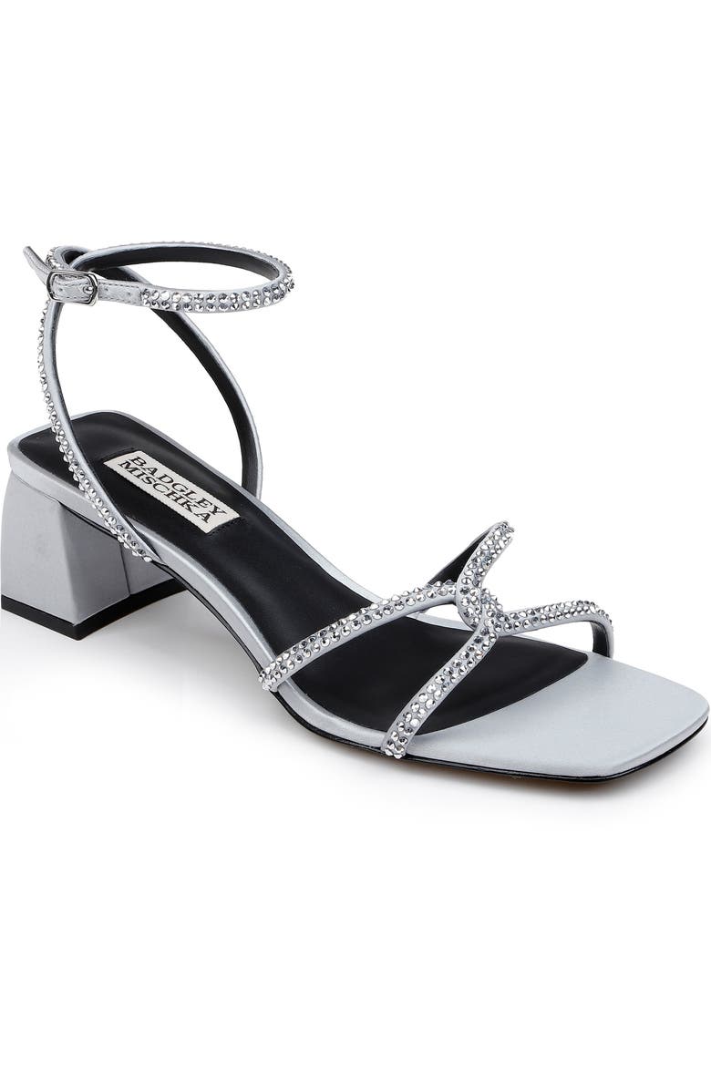Badgley Mischka Collection Brisa Ankle Strap Sandal, Main, color, Silver Sat