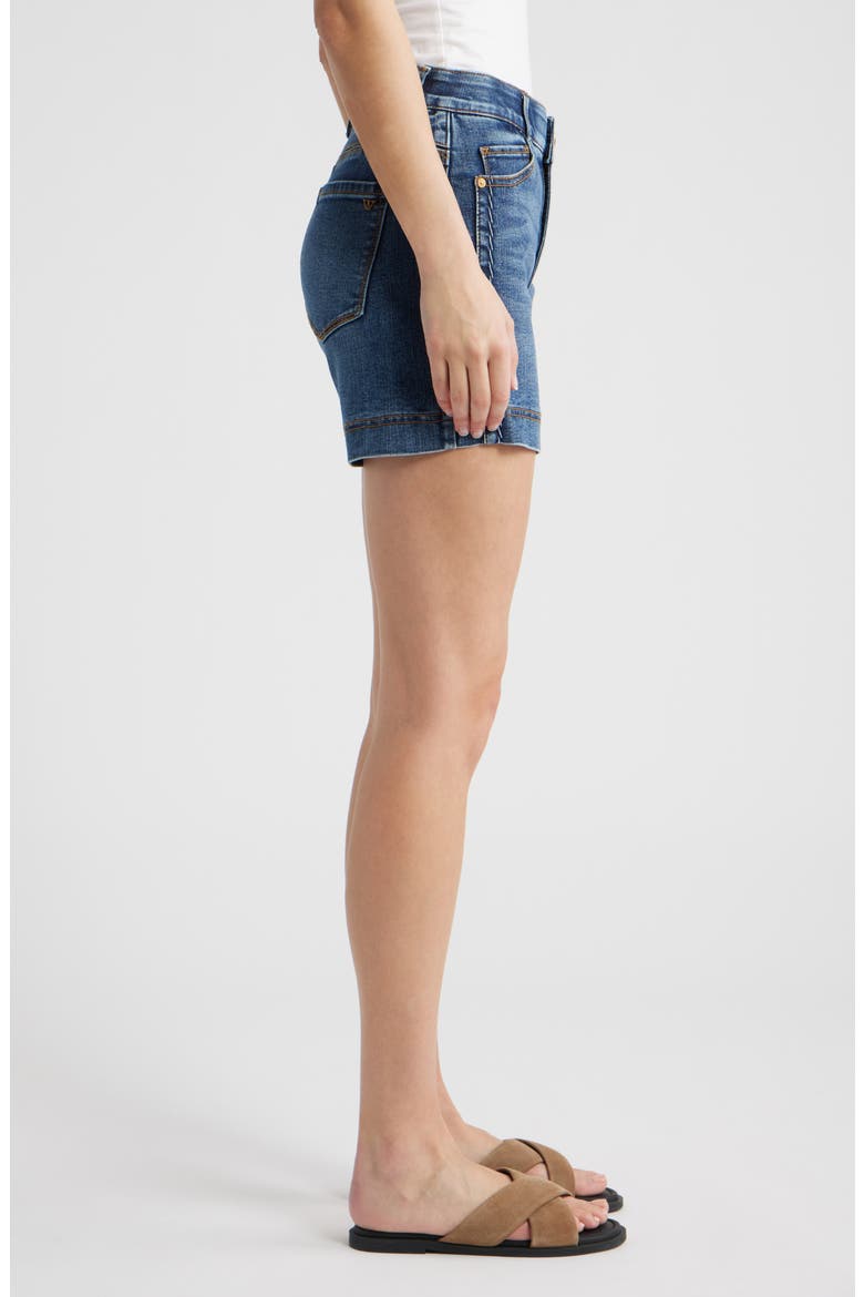 Gracie High Waist Cotton Blend Denim Shorts, Alternate, color, MID BLUE