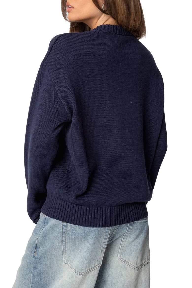 1976 Billiards Cotton Graphic Crewneck Sweater, Alternate, color, NAVY