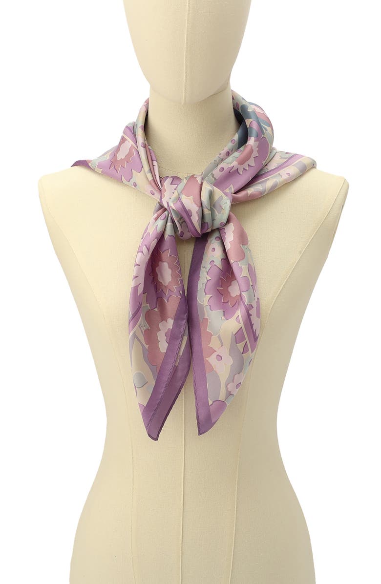 COACH Laurel Floral Script Silk Square Scarf, Alternate, color, 