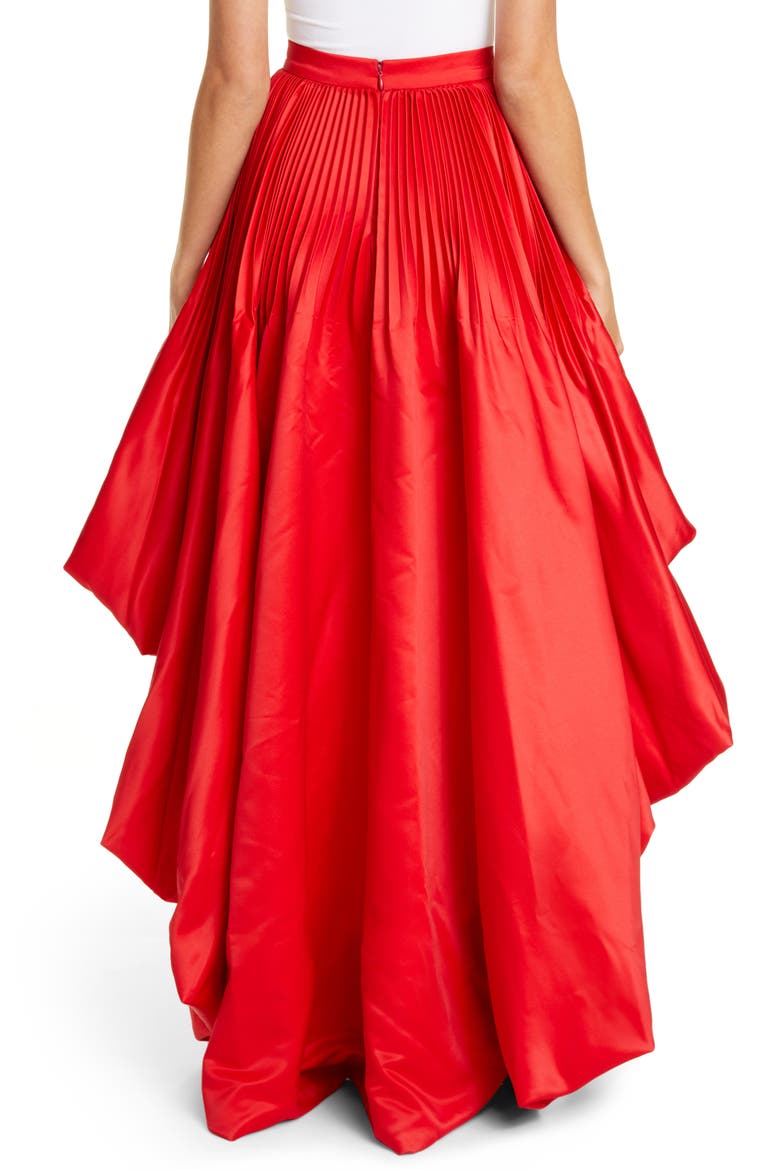 Sabinas High/Low Satin Skirt, Alternate, color, RED