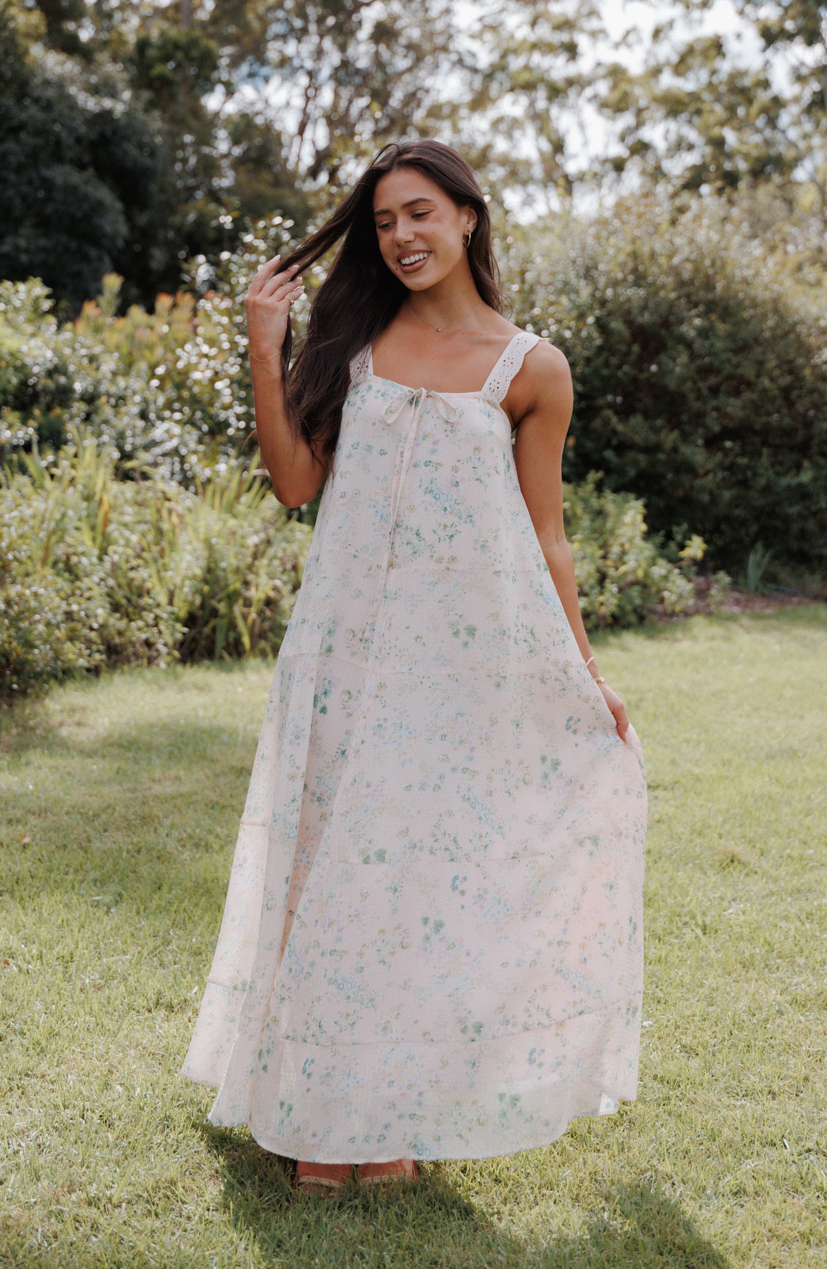 Caroline Eyelet Floral Maxi Sundress - image 2