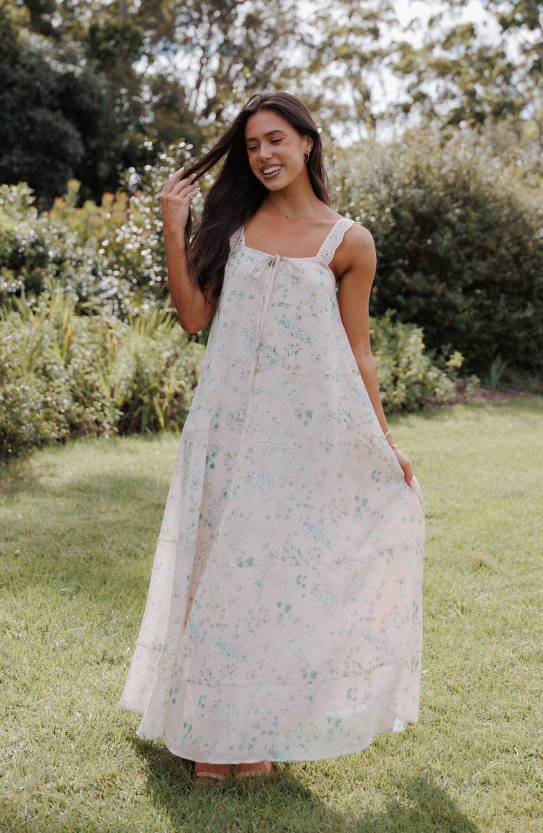 Petal & Pup Caroline Eyelet Floral Maxi Sundress, Alternate, color, 