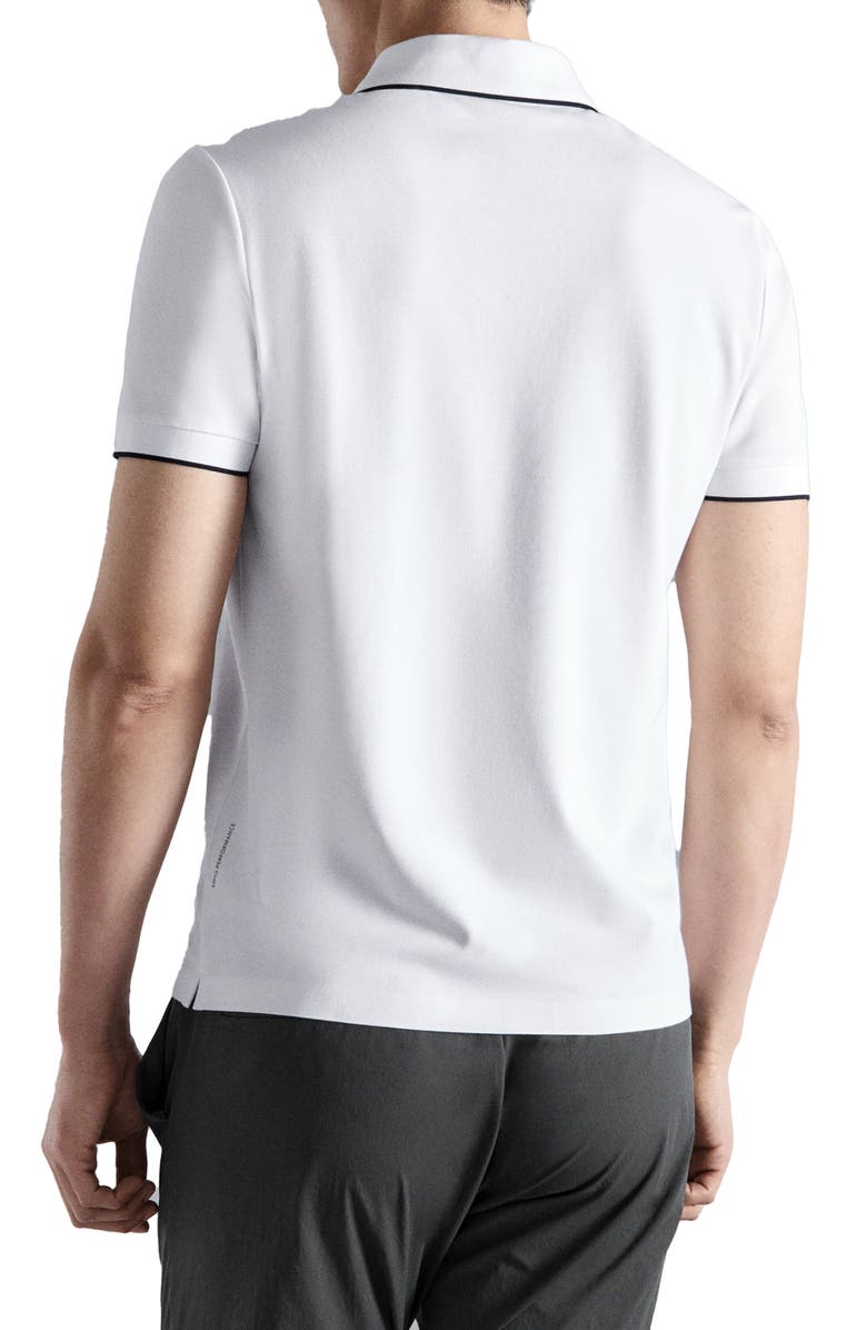 MANGO Comfort Stretch Tipped Piqué Polo, Alternate, color, White