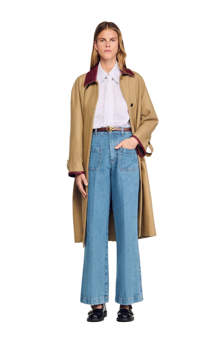 SANDRO Wide-leg high-rise jeans, Main, color, Blue Jean