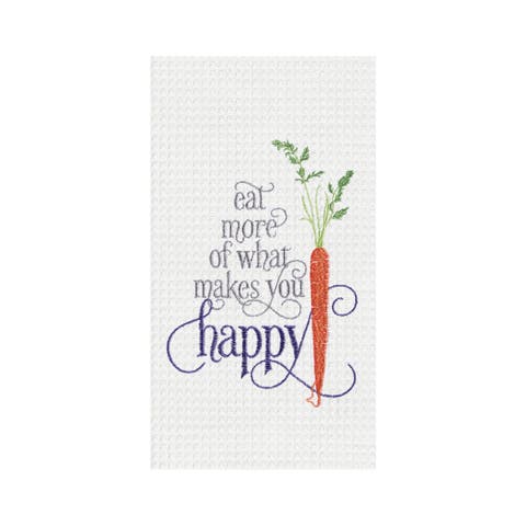 Makes You Happy Embroidered Waffle Weave Kitchen Towel