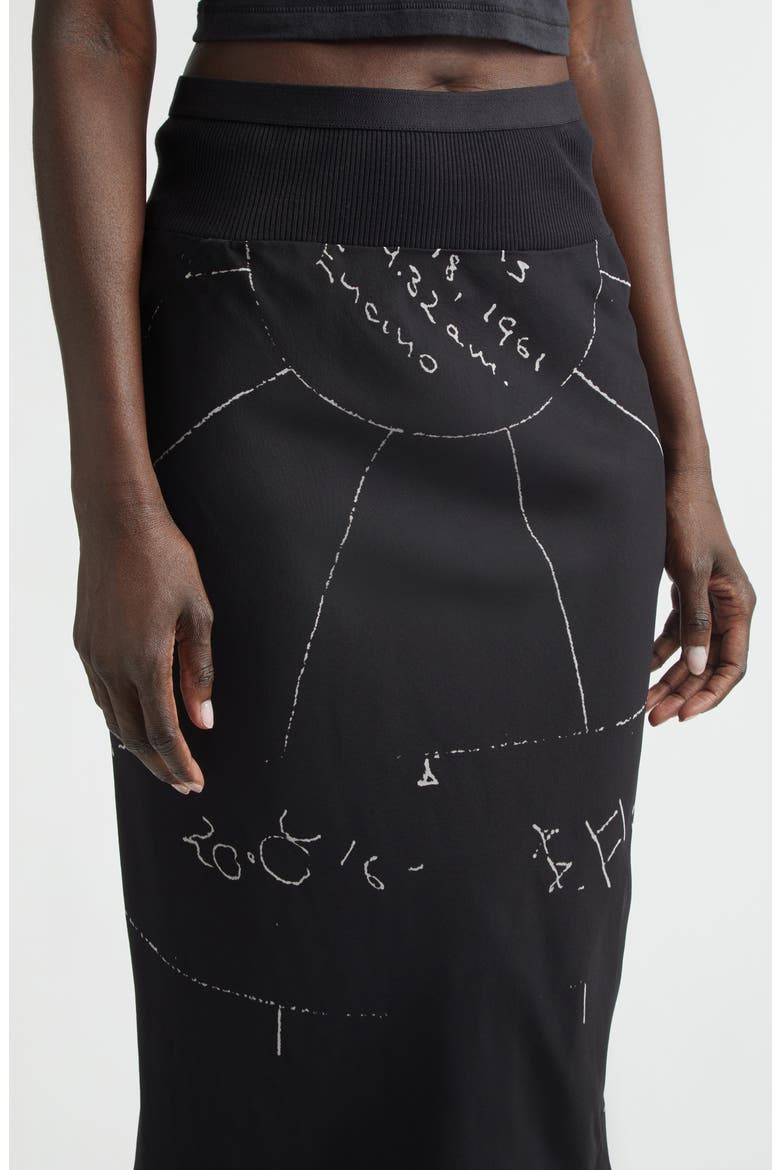 Print Bias Cut Silk Skirt, Alternate, color, BLACK/ MILK