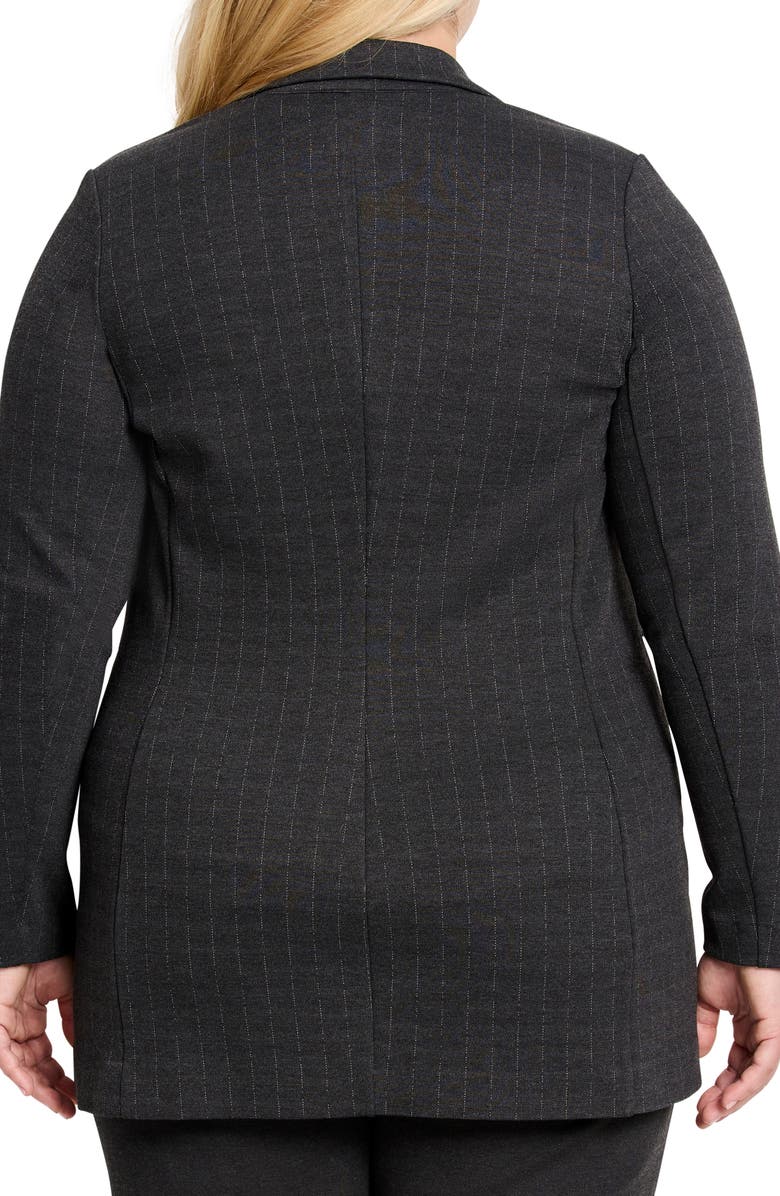 NIC+ZOE Pinstripe Ponte Knit Jacket, Alternate, color, Grey Multi