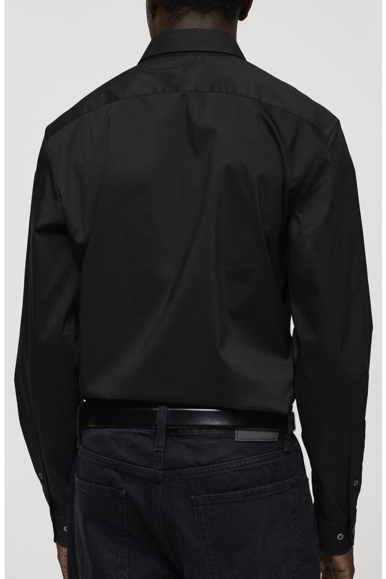 Regular Fit Stretch Poplin Button-Up Shirt, Alternate, color, BLACK