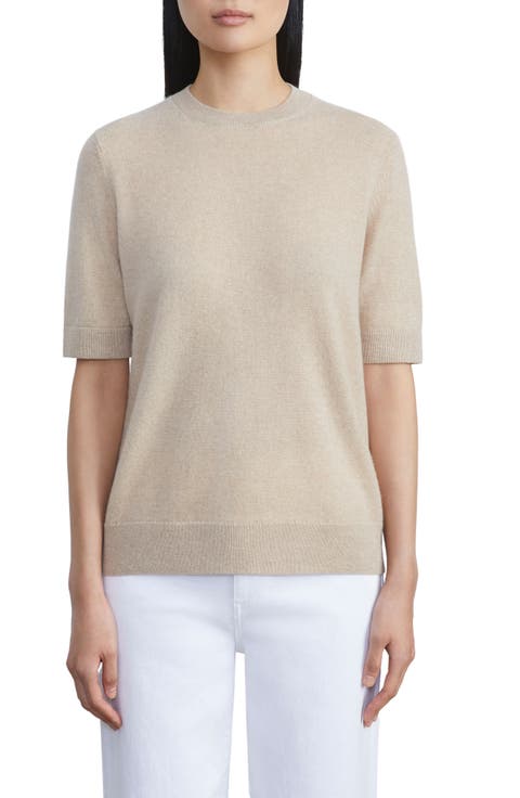 Metallic Short Sleeve Cashmere Sweater