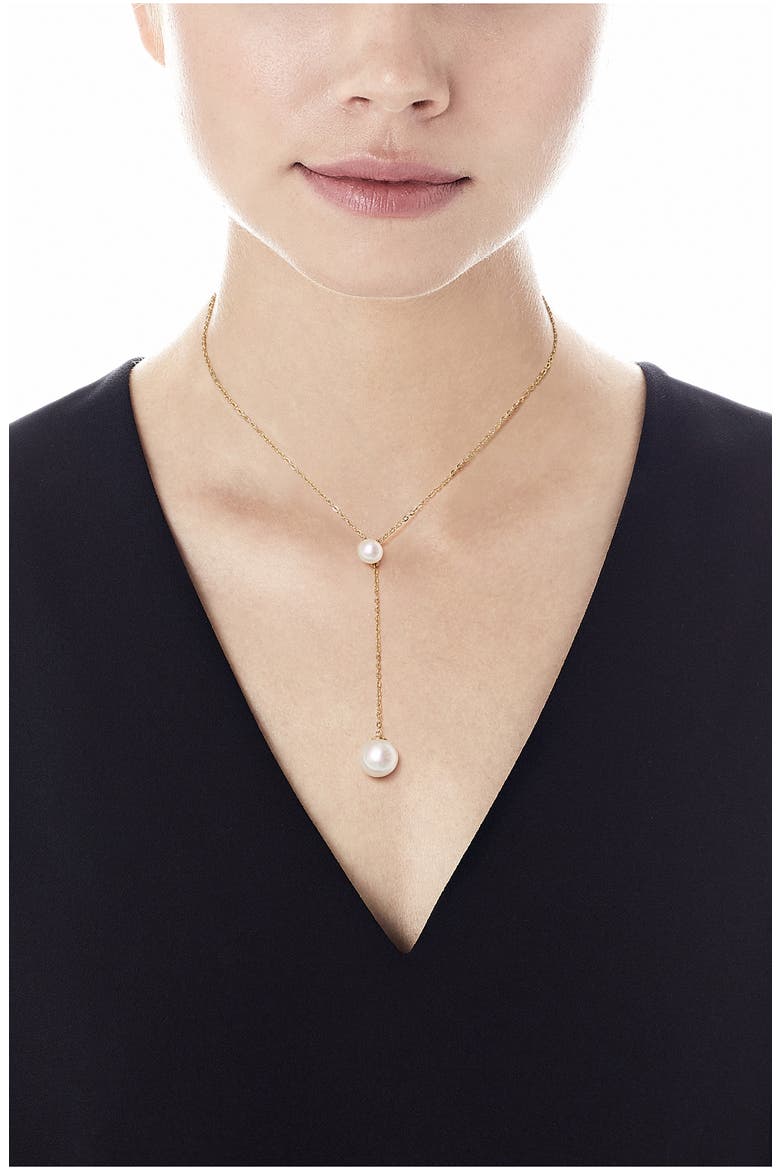 Simulated Pearl Y-Necklace, Main, color, GOLD