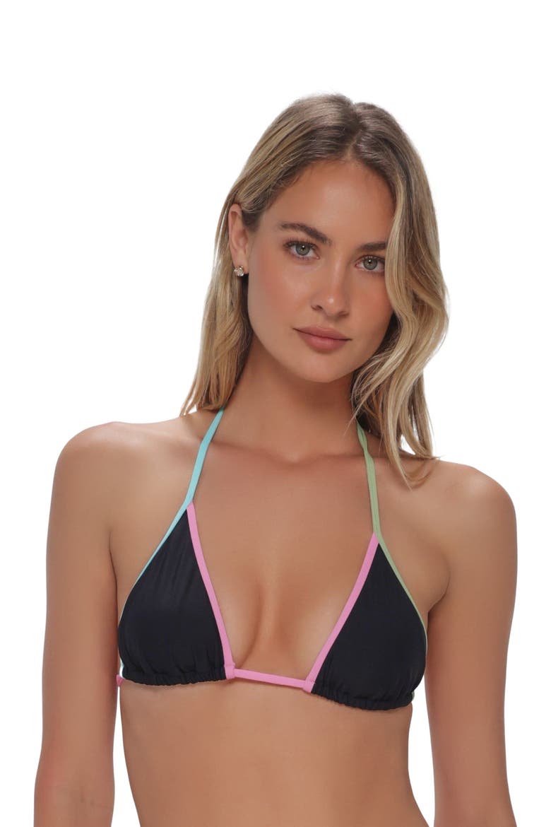 Trisha Triangle Bikini Swimsuit Top, Alternate, color, Black