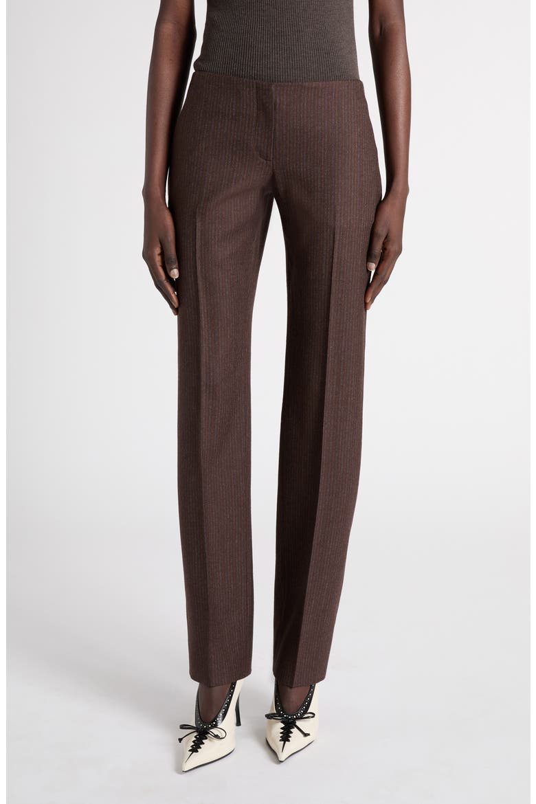 Striped Wool Cigarette Trousers, Main, color, CEDAR
