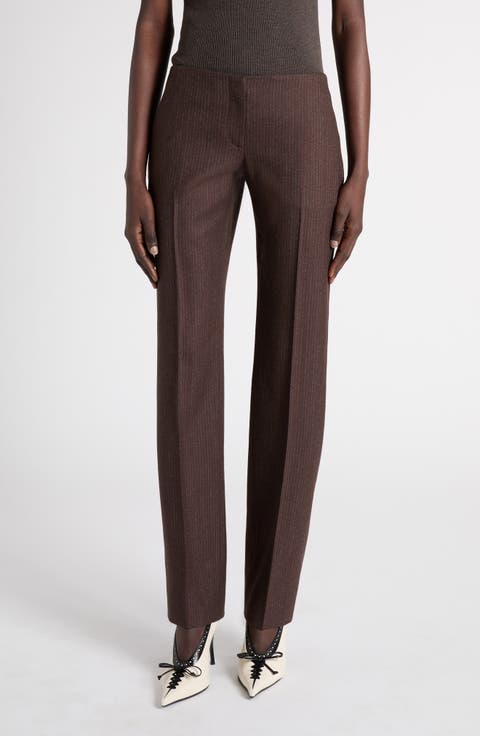 Striped Wool Cigarette Trousers