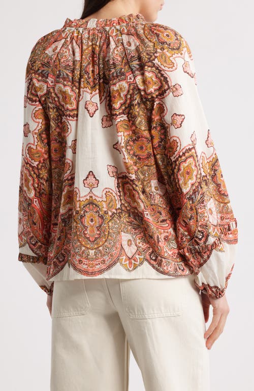 Cleobella Alicia Paisley Print Organic Cotton Voile Peasant Top