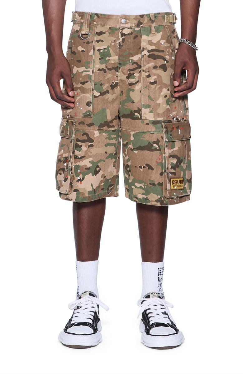 Ksubi Trooper Camo Cargo Shorts, Main, color, Green/ Beige