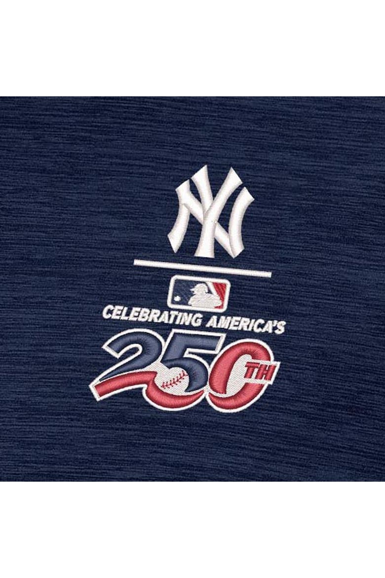 Men's Antigua Heather Navy New York Yankees Celebrating America's 250th Layout Polo, Alternate, color, Heather Navy