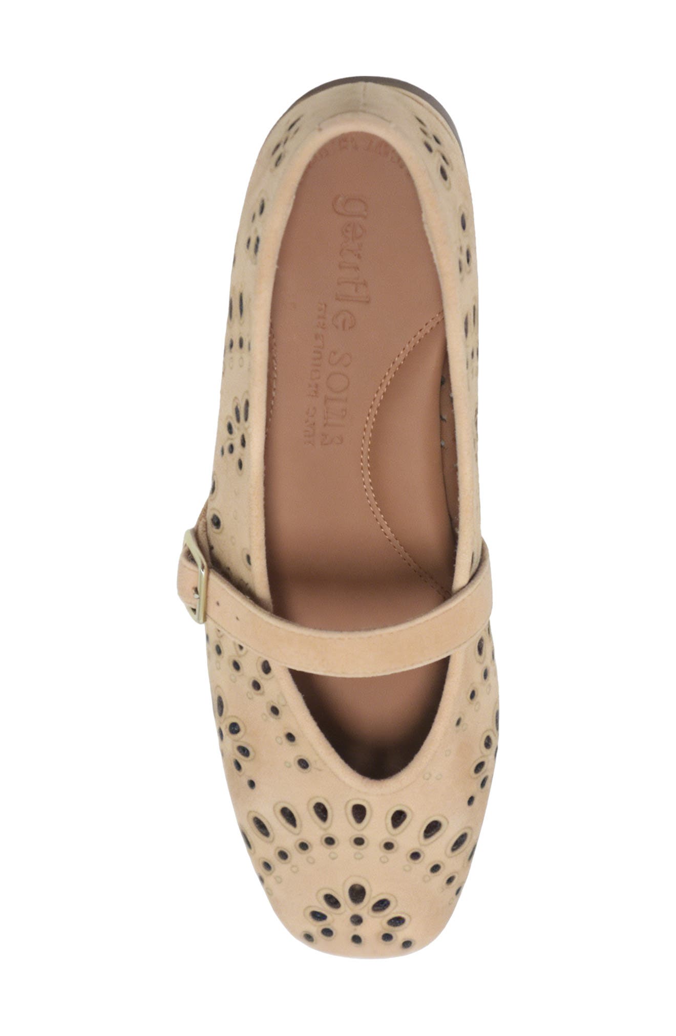 Wini Laser-Cut Mary Jane Flat, Alternate, color, PORCINI SUEDE