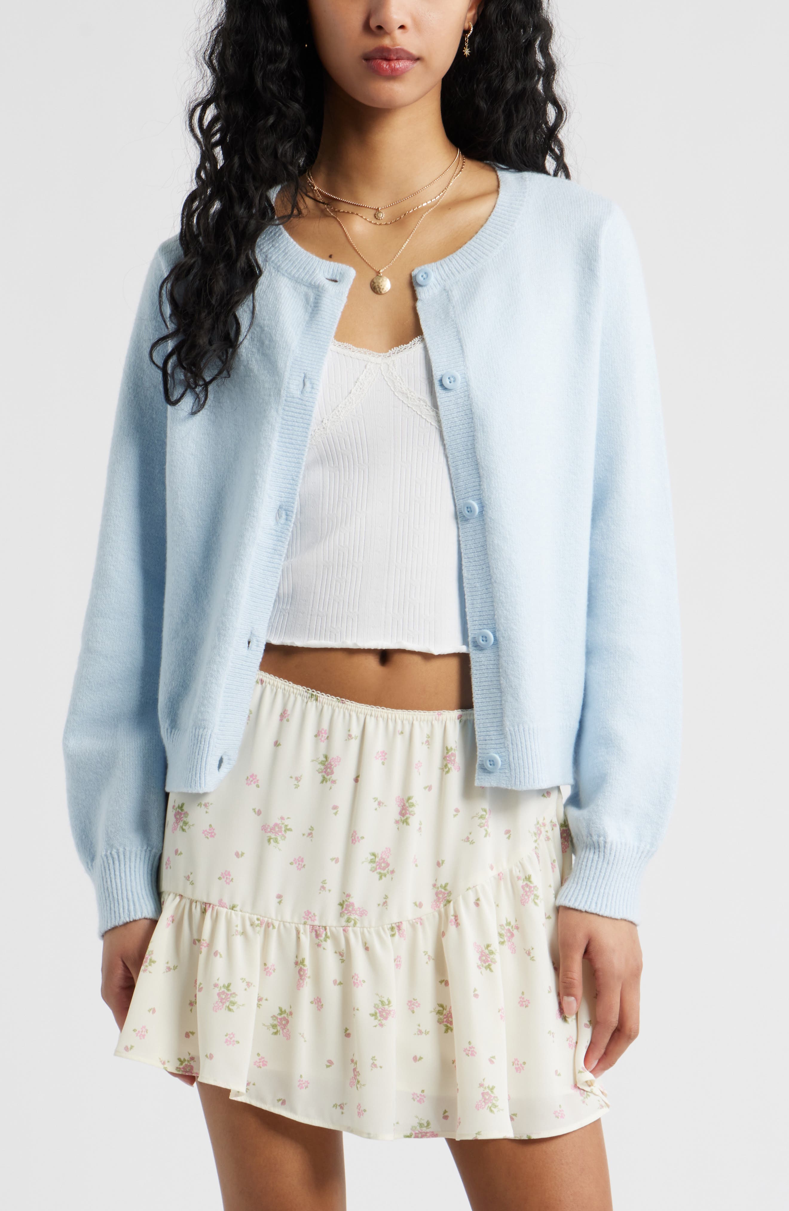 Crewneck Cotton Blend Cardigan - image 5