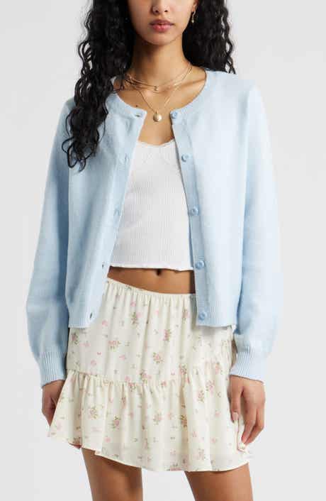 Crewneck Cotton Blend Cardigan