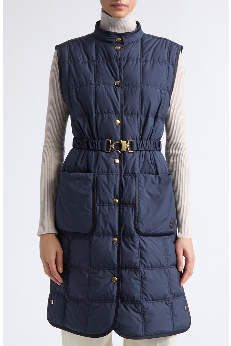 Cygnette Long Quilted Down Vest, Main, color, BLUE