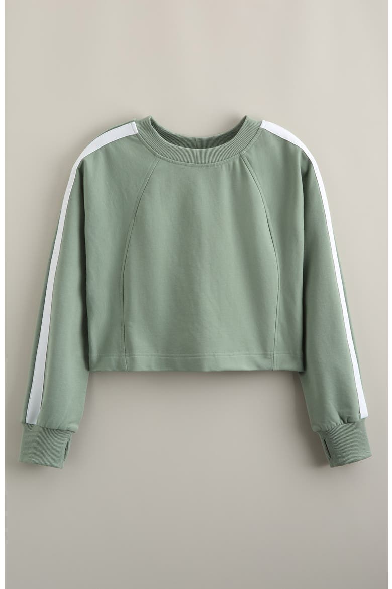 Kids' Vibe Check Cotton Blend French Terry Pullover, Main, color, GREEN LILYPAD