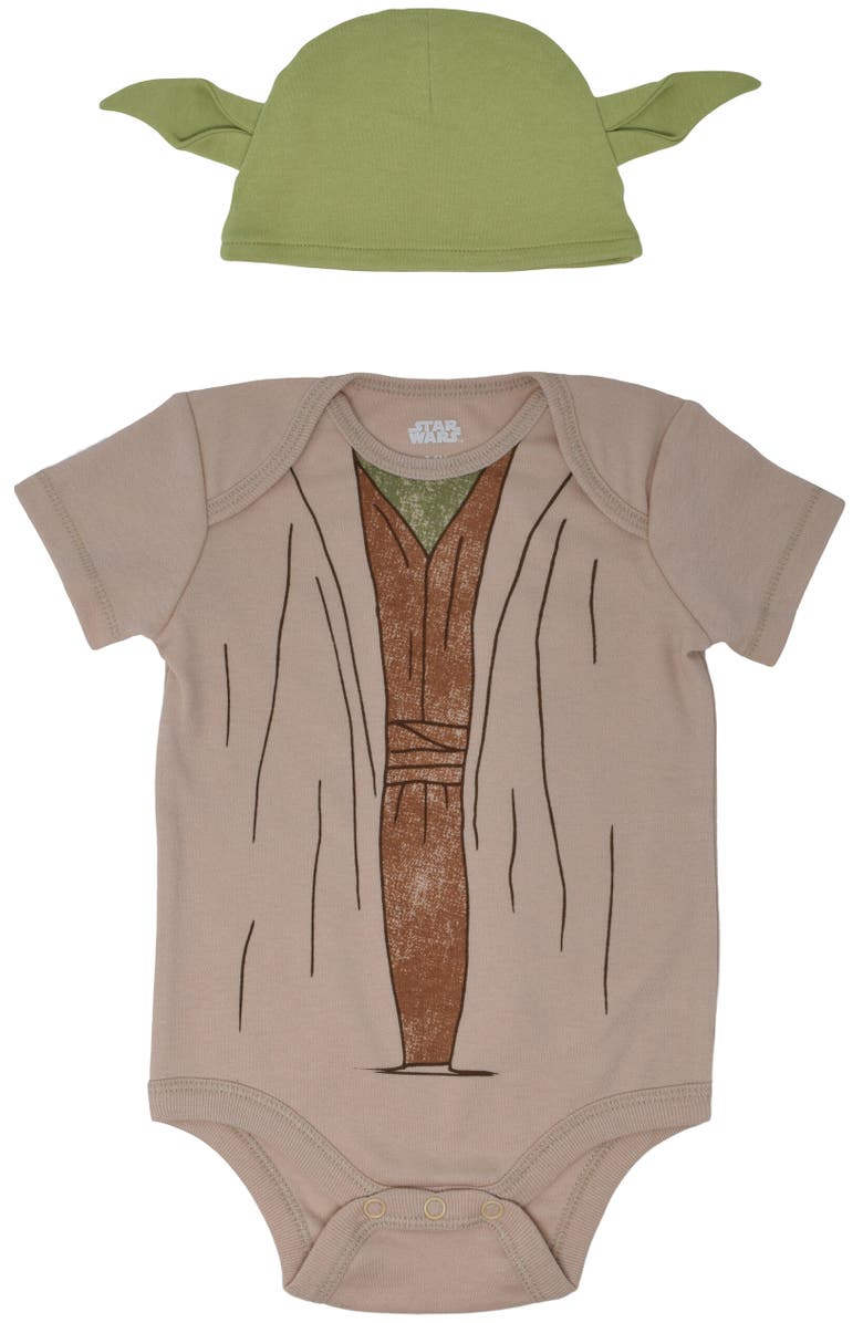 Star Wars Bodysuit & Hat Set, Main, color, Yoda Green Green