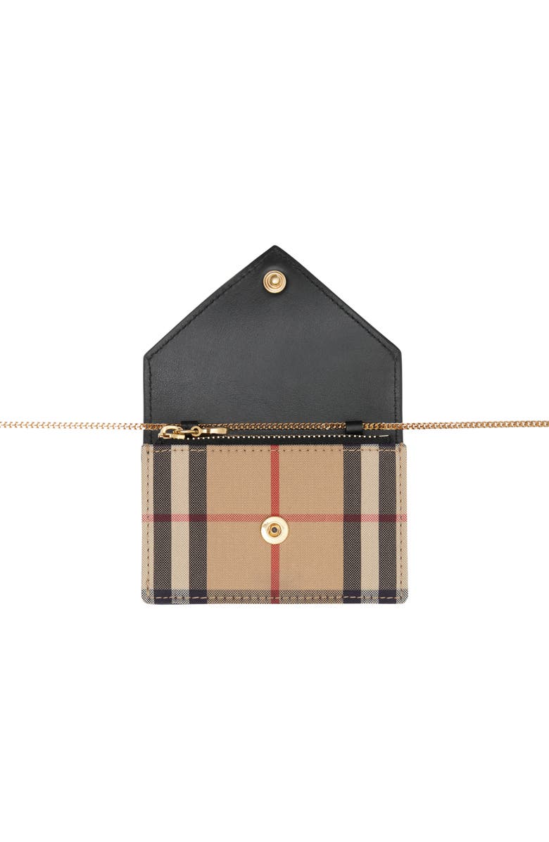 Burberry Jade Vintage Check Card Case on a Chain, Alternate, color, 