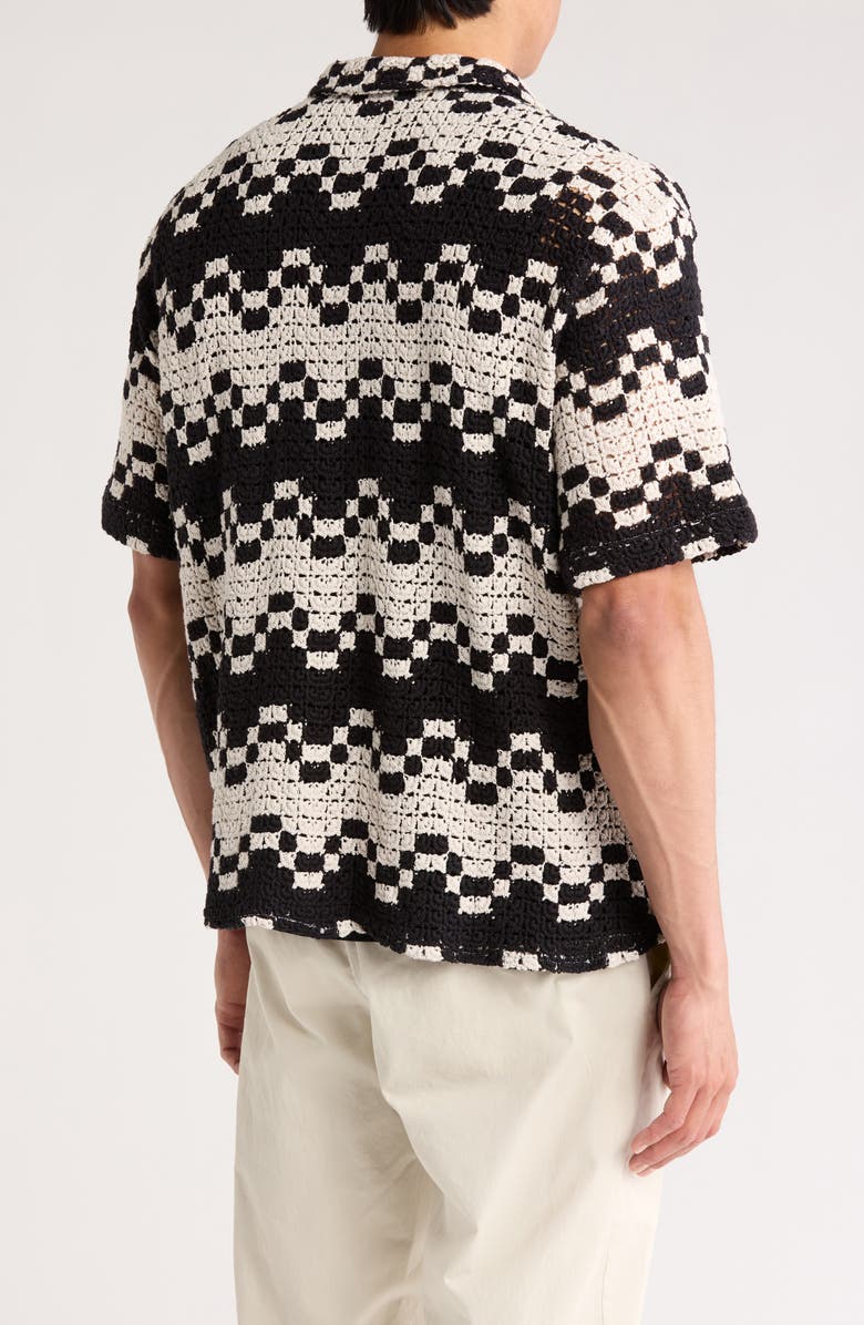 Percival Naples Geometric Crochet Camp Shirt, Alternate, color, Ecru