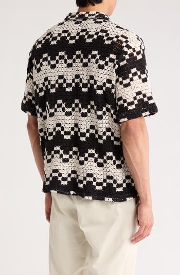 Naples Geometric Crochet Camp Shirt