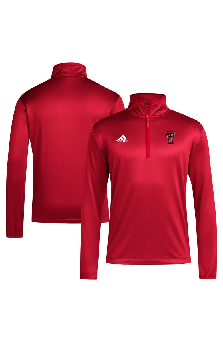 adidas Men's adidas Red Texas Tech Red Raiders 2024 Coaches Sidelines AEROREADY Quarter-Zip Jacket, Main, color, Red