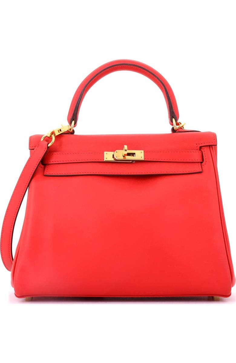 Pre-Owned Hermes Kelly Handbag Red Swift with Gold Hardware 25, Main, color, Rouge Tomate