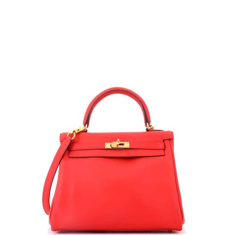 Kelly Handbag Red Swift with Gold Hardware 25