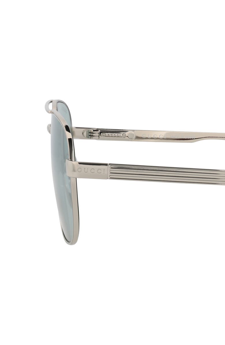 Gucci 60mm Pilot Sunglasses, Alternate, color, Silver Silver Green