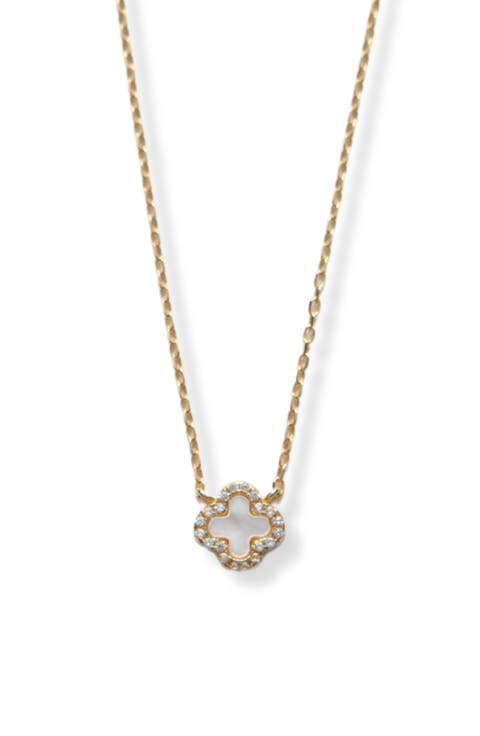 Pavé Mother-of-Pearl Clover Pendant Necklace