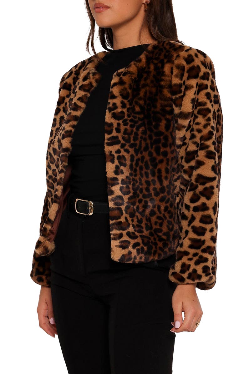 Petal 
Pup Cassia Leopard Print Faux Fur Crop Jacket, Alternate, color, 