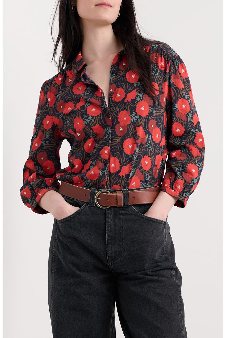 Embrace Floral Button-Up Shirt, Main, color, GRASS MEADOW MARITIME