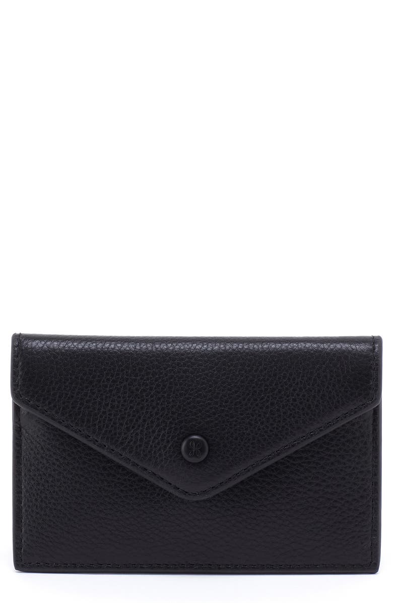 HOBO Goldie Leather Card Case, Main, color, Black
