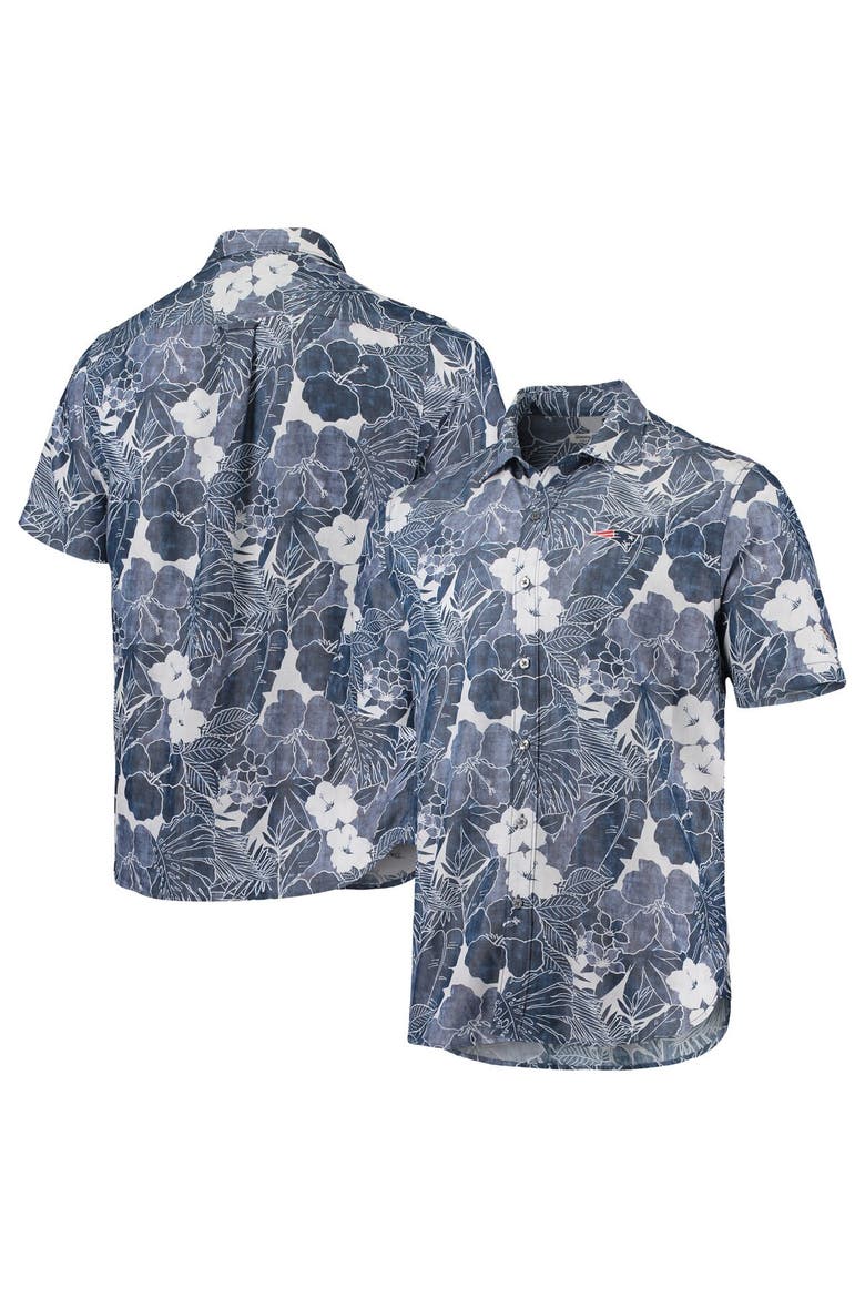 Men's Tommy Bahama Navy New England Patriots Coconut Point Playa Floral IslandZone Button-Up Shirt, Main, color, Navy