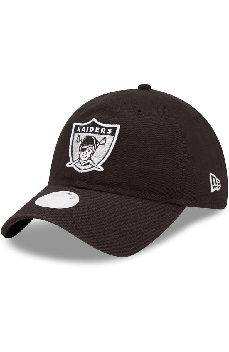 New Era Women's New Era Black Las Vegas Raiders Core Classic 2.0 Throwback 9TWENTY Adjustable Hat, Main, color, 